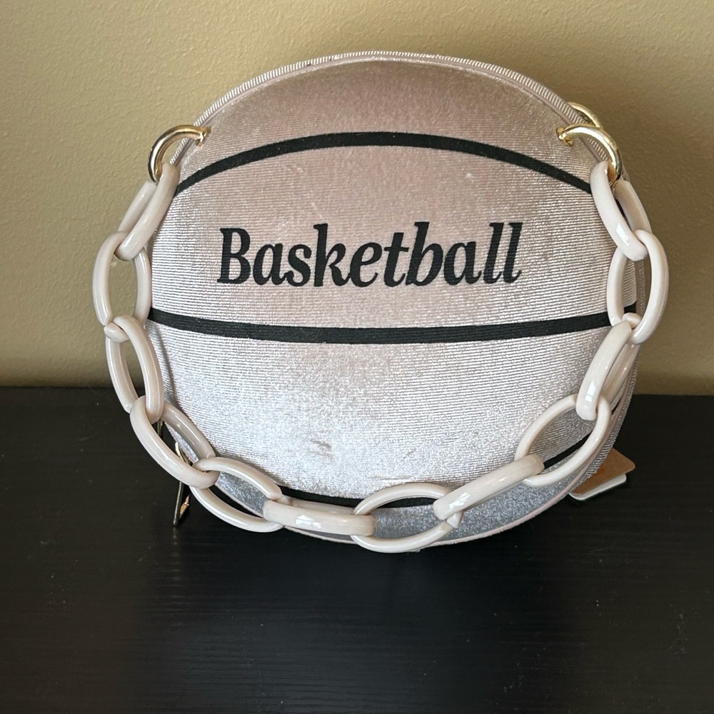 Velour Basketball Shaped Handbag with Chain Strap